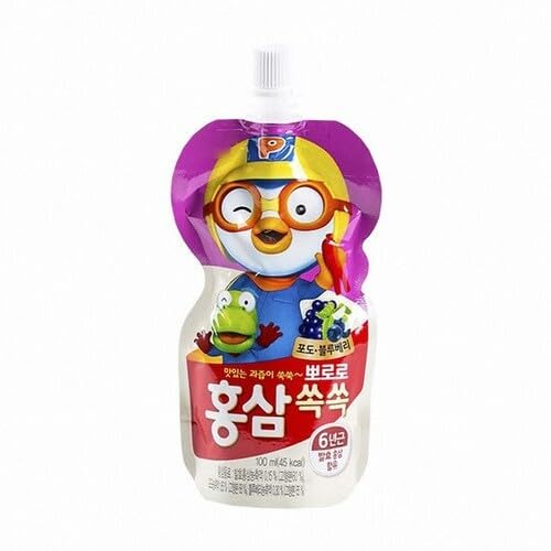Korean Paldo Kids Red Ginseng Fruit Drink Gift Set (10 Pouches) (Grape & Blueberry)