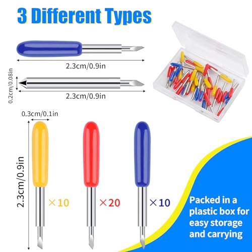 Image of 40 PCS Replacement Cutting Blades, 3 Types of Blades | 20 Standard Blades, 10 Deep Cutting Blades and 10 Fine Point Blades. Compatible with Explore Air 2 /Air 3 /Maker /Maker 3