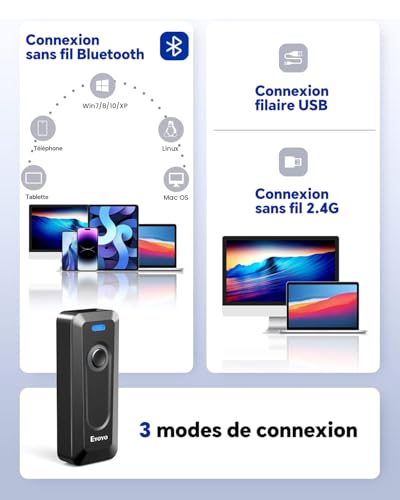 Lecteur code barre 2D Eyoyo Bluetooth sans fil pour smartphones et tablettes iOS Android - 5