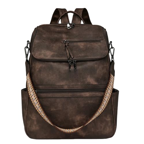 Travel Leather Laptop Backpack 15.6inch Laptop Compartment
