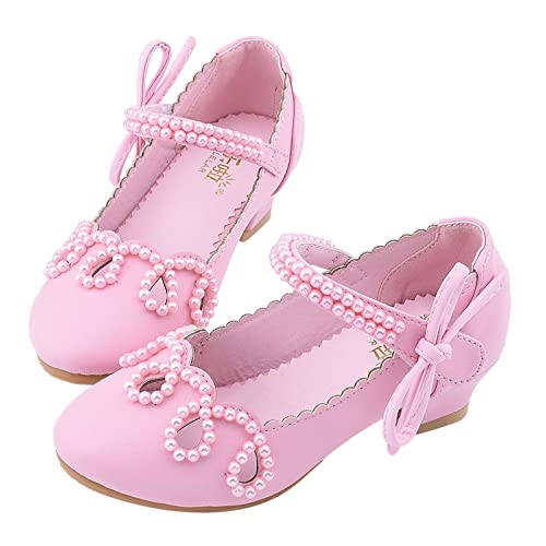 EnJoCho Toddler Cartoon Shoes for Autumn Performance Dance Shoes for Girls Childrens Shoes Pearl Rhinestones Shining (Pink, 33)3