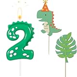 Velas Cumpleaños 2 Años Dinosaurio, Suministros para Celebración de Cumpleaños