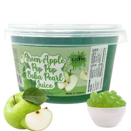 Fusion Select Boba Bursting Bobaz Popping Bobaz Pearls Fruit Tea Snack Toppings (490 Grams, Green Apple)