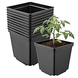 Garronda Pflanztopf Kunststoff 15 x 15 x 15 cm (2,5L) 10er Set eckig mit Drainagelöchern Blumentopf robust Pflanzentopf für Garten Gewächshaus Balkon Anzucht Innen Außenbereich Schwarz GD-0199