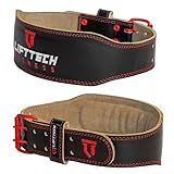 Lift Tech Fitness 4'' Padded Weight Lifting Belt - Leather Workout Belt for Men & Women - Gym Belt for Powerlifting, Deadlift, Strength training - 4'' Padded Belt for Weightlifting - Black, S