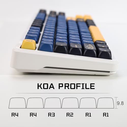 Image of KBDiy Blue Samurai Keycaps Set,KOA Profile Five Sides Dye-Sublimation PBT Retro Custom Keyboard Keycap,131 Keys Cap Set for Cherry Gateron MX Switches Mechanical Keyboards
