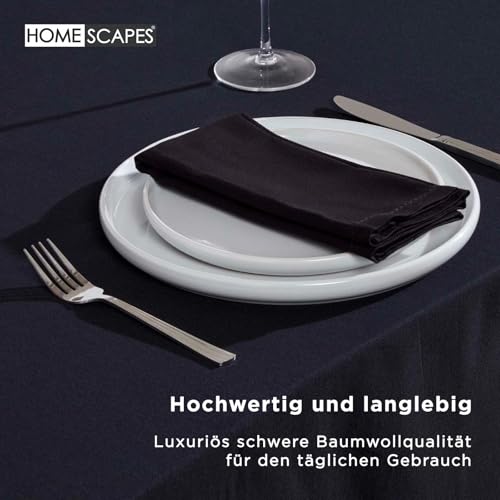 Homescapes Schwarze Tischdecke rund mit Hohlsaum aus 100% Baumwolle 178 cm, rundes Tischtuch, waschbar & pflegeleicht – Ansicht 4