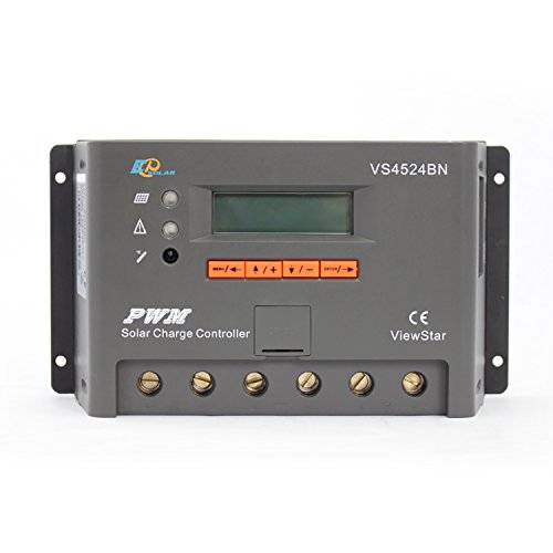 EPsolar Solar Charge Controller 45A PWM Charging Solar Panel Charge Regulator Industrial Grade Controller VS4524BN 12V/24V Auto with LCD Dispaly RS485 Interface for Off-Grid Solar System (VS4524BN)