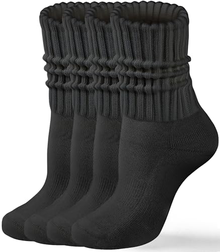 Image of HONGTEYA Slouchy Crew Socks For Women,Scrunch Cotton Cozy Workout Socks