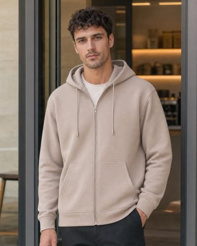 Image of Nobero Classic Zipper Hoodie for Men | Zip Up Hoodies for Men | Regular Fit | Full Zip Closure | Drawstring Hood | Zipped Hooded Sweatshirt | Cotton Rich Zipper Fleece Hoodie