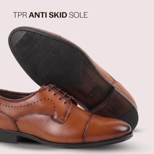 Image of FAUSTO Men Formal Classic Office Lace Up Derby College Shoes | Evening Party, Event, Wedding Tuxedo Oxford Shoe | Memory Cushioned Insole