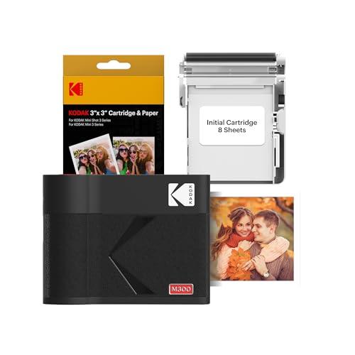 KODAK Mini 3 ERA 4PASS Portable Photo Printer (3x3) (Black, Printer + 68 Sheets (8 Initial Sheets +...