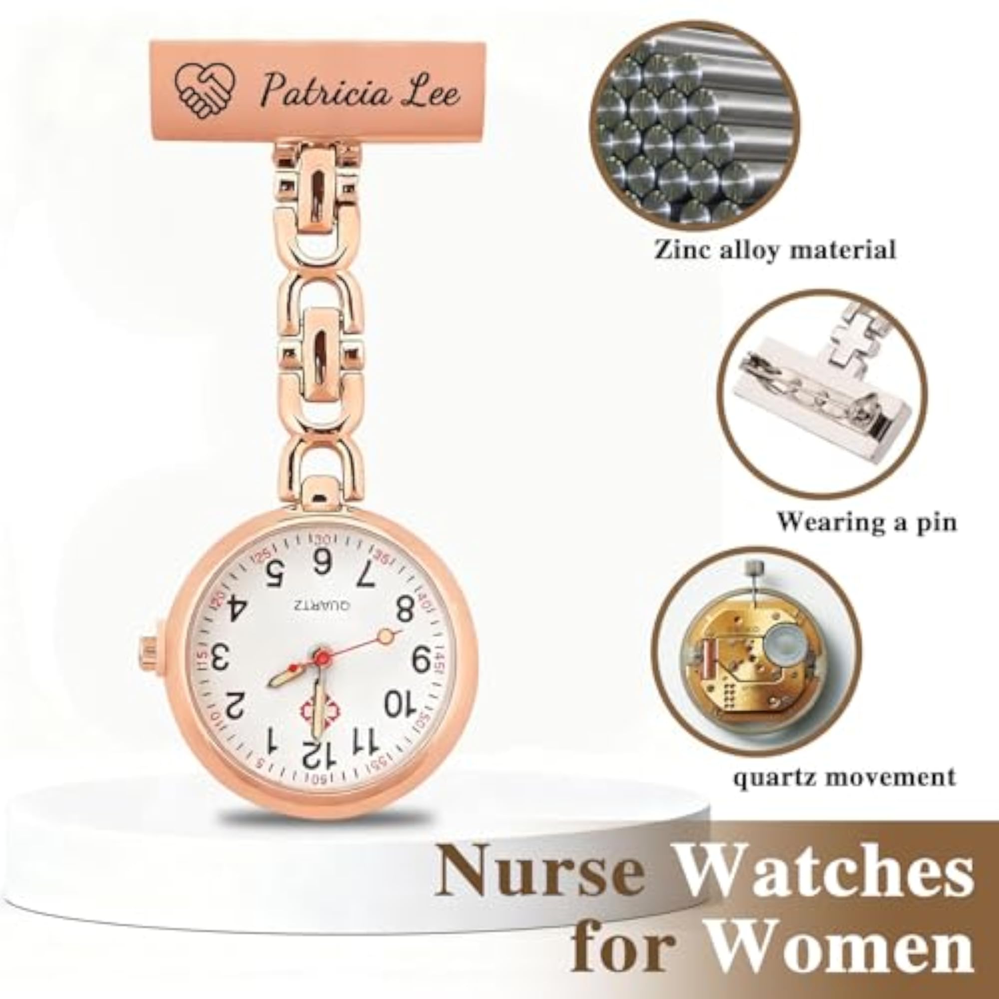 Personalized Nurse Clip On Watch