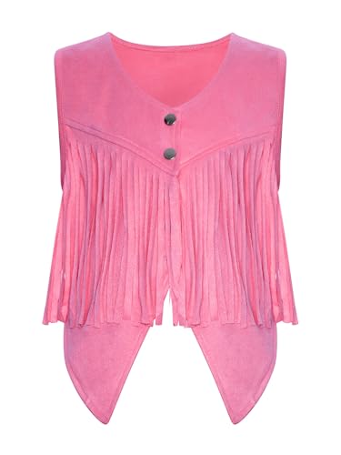 Kids Unisex Western Cowgirl Cowboy Sleeveless Faux Suede Fringe Vest Fancy Dress Up for Halloween Party3