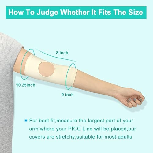 Image of Picc Line Covers for Upper Arm Picc Nursing Sleeve Caps with Medical Mesh Cast Protector Breathable and Comfort, Suitable for Women Men Adult Teens Supplies (S)
