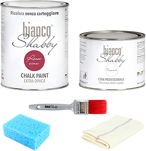 KIT CHALK PAINT Rosso Cina (1 Litro) & CERA NEUTRA...