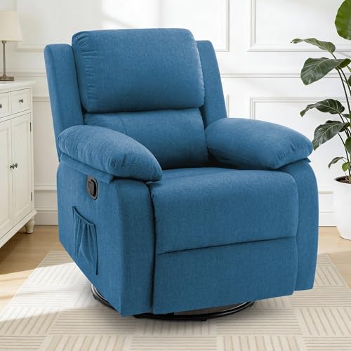 Image of Korser Recliner Chair, 360 Swivel Rocker Chair for Adults, Small Rocking Recliner for Small Spaces, Upholstered Fabric Glider Recliner Nursery