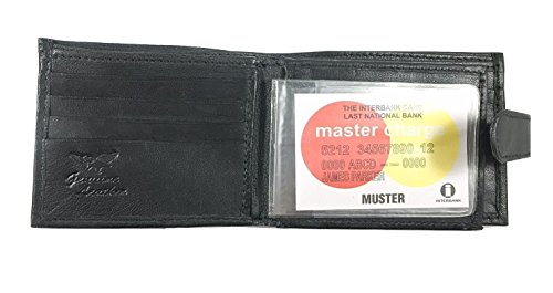 Dangerous Threads Genuine Black Leather Snap Close Bifold Wallet with Coin Purse #7912