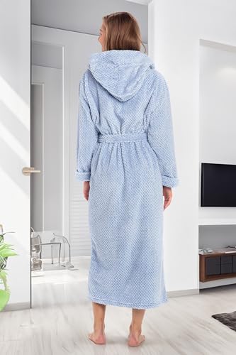 Image of Alexander Del Rossa Womens Fluffy, Fuzzy Robe for Women,Women's Long Hooded Robes, Plus Size