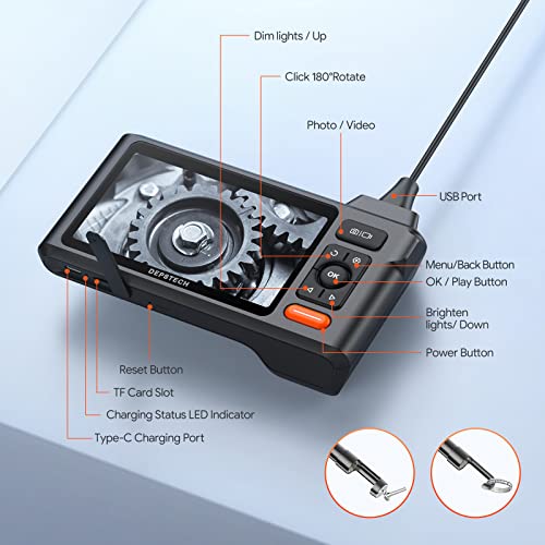 Depstech 5" Ips Screen Industrial Borescope, 0.25In Probe Endoscope Camera With Lights,1080P Inspection Camera With 16.5Ft Flexible Snake Cable, Ip67 Waterproof Sewer Camera, Drain Pipe Scope Camera #TOP7