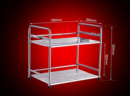 304 Edelstahl Küchenregal Gewürze Regal Mikrowelle Ofen Rack, Multifunktions Küchengeschirr Lagerregal -by BOBE Shop (Farbe : 2 Layers, größe :