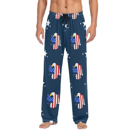 Men's Pajama Pants Independence Day American Eagles Sleep Pajama Lounge Pant with Pockets, Elastic Waistband