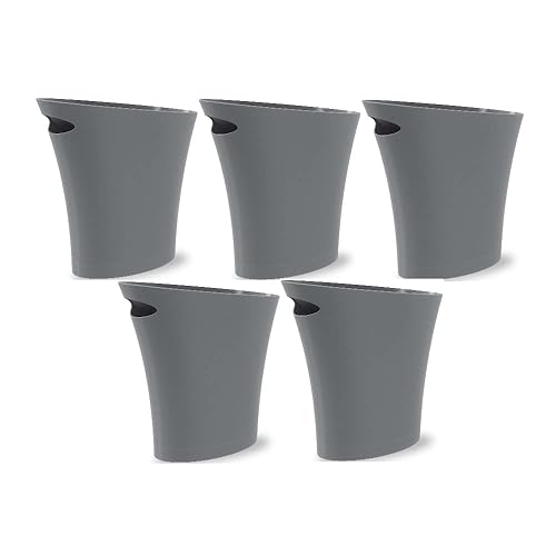 Umbra Bote de basura delgado elegante y compacto con parte superior abierta, mango integrado y huella estrecha (2 galones (7.5 L), carbón) (paquete