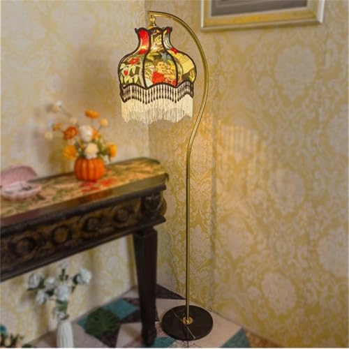 Lámpara de pie con borlas, lámpara de pie decorativa retro para sala de estar, dormitorio, estudio, muebles creativos para el hogar
