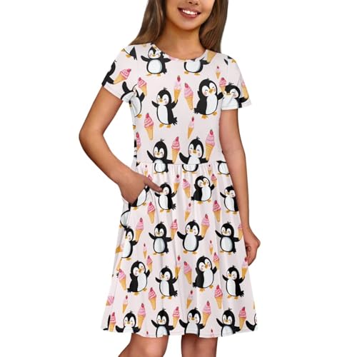 Image of Short Sleeve Dress for Girls with Pockets Cute Toddler Girl Clothes Summer 2-12
