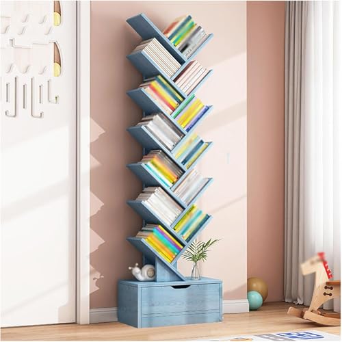 SXYKXYDL Estantería de pie Blue Tree de 12 Niveles para Sala de Estar, Oficina y Dormitorio. Estante versátil para Guardar CD y DVD. Diseño Elegante y Compacto.