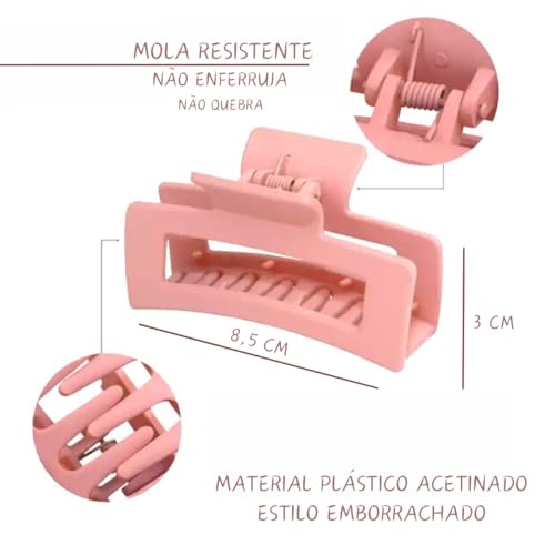 Kit Piranha Prendedor Pregadeira de Cabelo Grande Acessório Luxo Estilo 8,5 cm (Kit 