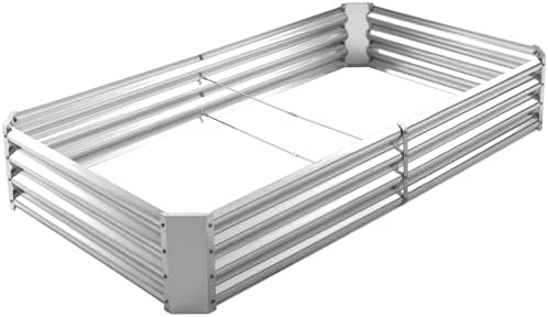 Land Guard 6×3×1ft Galvanized Metal Raised Garden Bed, Metal Plan...