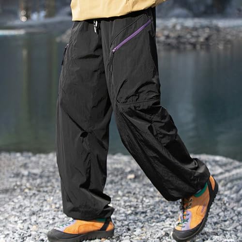XYXIONGMAO Men's Black Streetwear Joggers Loose Techwear Pleated Overalls Hip Hop Casual Sweatpants Multi-Pocket Cargo Pants3