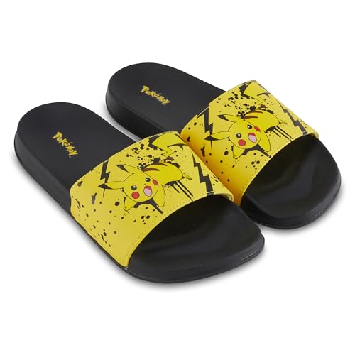 Pokemon Mens Pikachu Slide Sandals Pikachu Shoes - Pikachu, Ash, Charmander, Squirtle, and Bulbasaur Slides