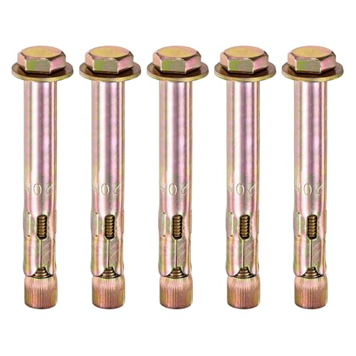 Image of M METERXITY 5-Pack Hex Expansion Bolt, M16x150mm Colored Galvanized Iron-Carbon Steel External Hex Expansion Bolts, Anti-Corrosion Metal Bolt for Concrete /Dry Brick /Block Walls