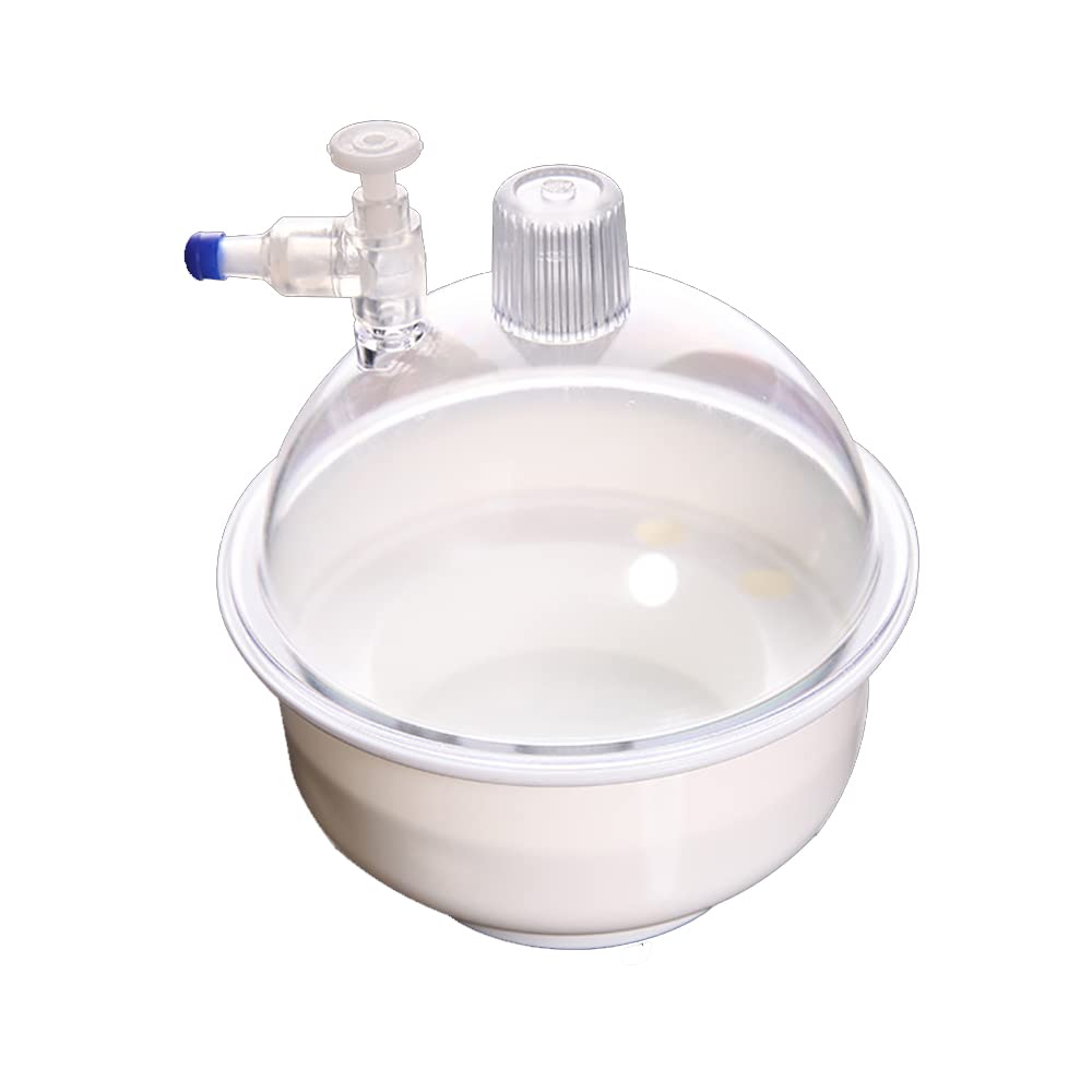 Polycarbonat Vakuum-Exsikkator, 150ml Labortrockner-Glas, Vakuum Trockenschränke aus Kunststoff mit weißem Polypropylenboden zum Vakuumtrocknen und Aufbewahren (150mm)