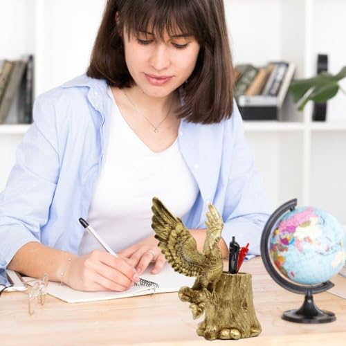 Pot de papeterie figurine d'aigle en résine sculptée de qualité