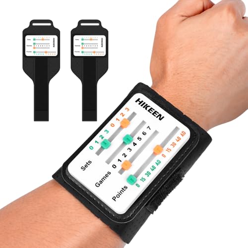Hikeen 2 Packs Big Screen Score Keeper for Tennis Racket and Padel,Adjustable Wrist Strap Score Board for Recording Points,Games and Sets - Glue-Free, Lightweight, Laser Engraved Numbers