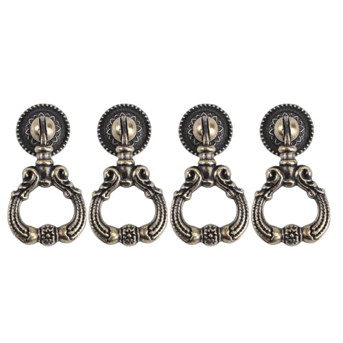 SHOWERORO Juego de 4 Tiradores Retro para Armario y Cajón Tirador Decorativo de Anillo de Apertura de 59 MM Acabado P09 Verde Antiguo Adecuado para Puertas y Muebles Vintage
