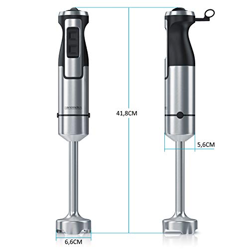 Arendo - Staafmixer 1000 Watt RVS Set - mes met vier vleugels - Staafmixer - Traploze snelheidsregeling - Turboknop - Afneembare mixvoet - Afbeelding 3