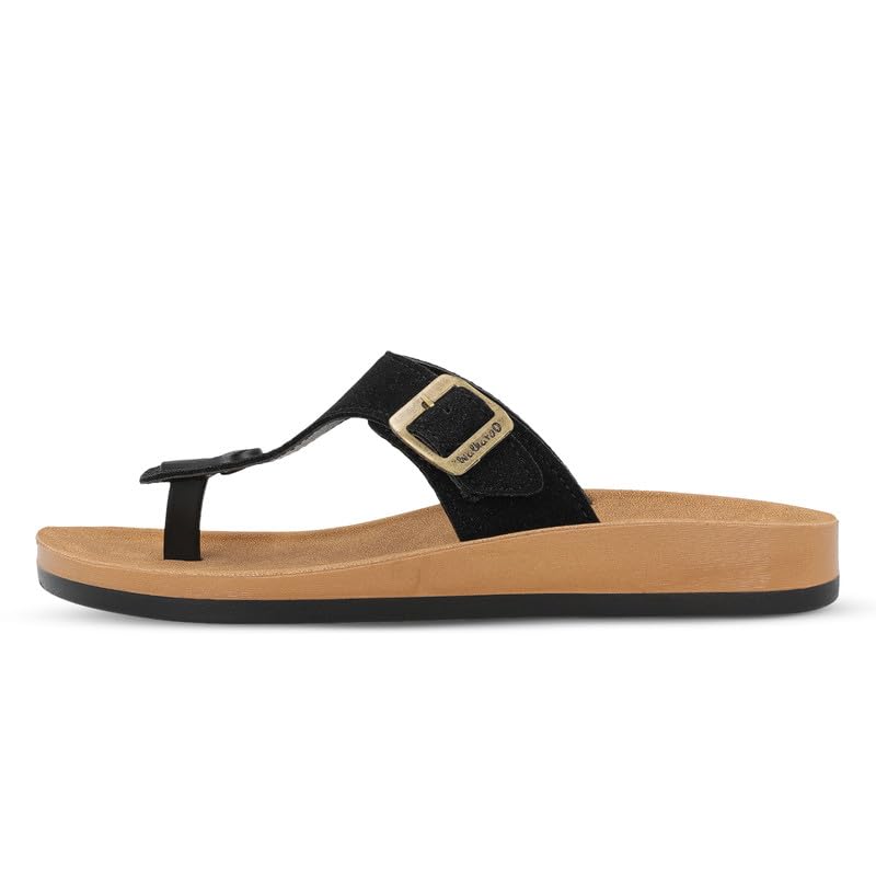 Image of WALKAROO Women'S Textured T-Strap Sandals|Soft Cushioned Footbed, Lightweight Platform PU Sole, Anti-Skid Outsole|Casual Flats,Stylish,Fashion,Travel & comfortable Sandals|WE2349