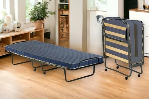 Letto Pieghevole ADA, Brandina con Rete 12 doghe, Materasso Incluso, Lettino salvaspazio, 100% Made in Italy, 80x190h37 cm