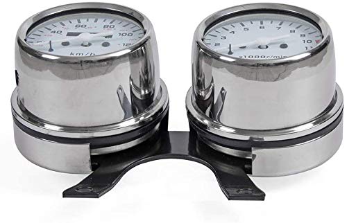 Miniatura 7 de Acero inoxidable motocicleta Cafe Racer odómetro mecánico velocímetro e instrumento de velocidad del motor