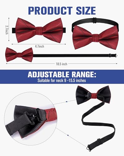 Image of Hercicy 20 Pcs Bow Ties for Men Pre Formal Satin Bowties Set with Adjustable Neck Band for Wedding Party Favors