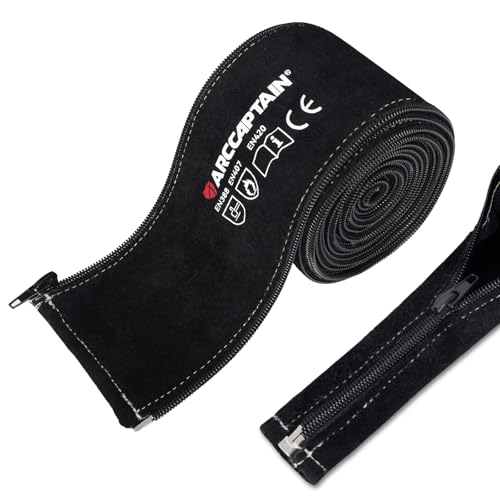 Image of ARCCAPTAIN TIG Welding Torch Cable Cover, MIG Plasma Tig Torch Cover Resistant Leather with Zipper 3.7M (12FT) Length