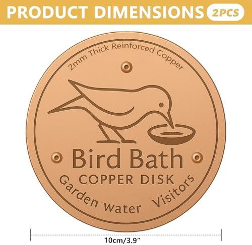 3.94 Inch Reinforced 99.9% Copper Bird Bath Purification Disk with Stable 3-Point Design, Copper Disc for Clean Birdbath Water, Garden Accessory Style 1 - 5