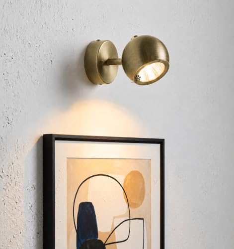 Image of Mufasa 3 Watts Ball Spot 4.5Inch Antique Brass Finish LED Spotlight Focus Light Bedroom Reading Display Vanity Wall Light (Please Check Dimensions Image) (Yellow)