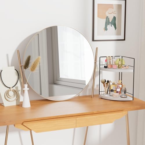 Image of 2-Tier Bathroom Corner Organizer Shelf, Wood & Metal Countertop Storage Rack, 2-Pack