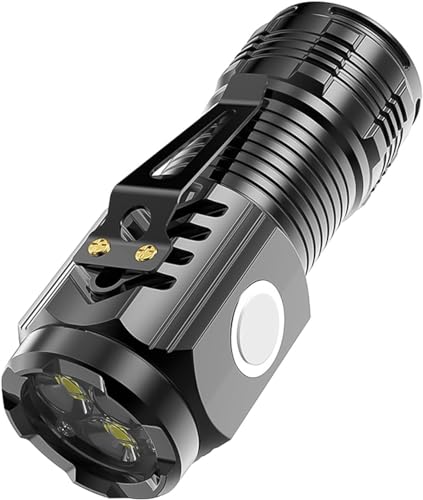 Image of Small Powerful Portable Clip Flashlight, Waterproof Mini Three-Eye LED Searchlight, High-Lumen Built-in Lithium Battery, Strong Magnetic Metal Surface, Suitable for Camping, Hiking, Emergency