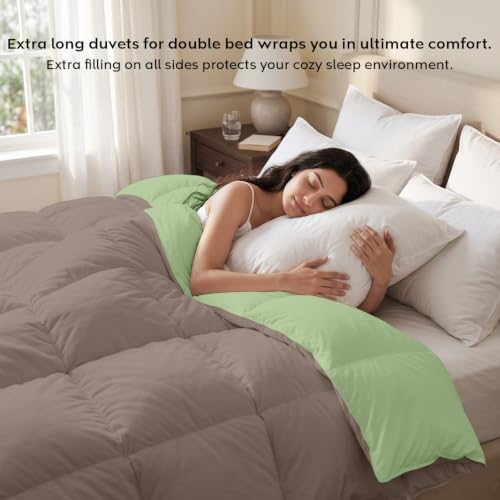 Image of AYKA Reversible Comforter 220 GSM Microfiber Reversible AC Comforter /Blanket for Winter /Quilt /Dohar /Duvets for King Size Blanket /Comforter Double Bed (Mocha & Moss, 60 * 90 inch)